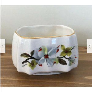 English Dogwood Sugar Bowl Sandland Ware England Vintage Vanity Trinket Dish